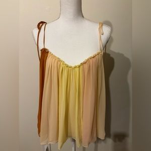 Silk pleated spaghetti strap cami